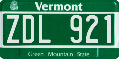 VT license plate ZDL921