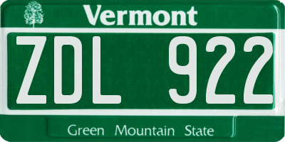 VT license plate ZDL922