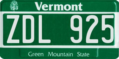 VT license plate ZDL925
