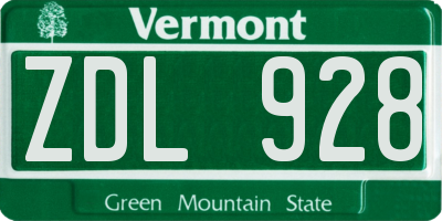 VT license plate ZDL928