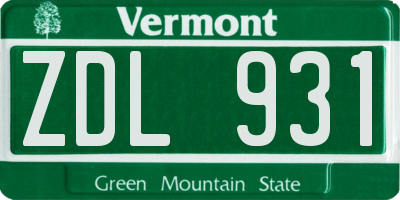 VT license plate ZDL931
