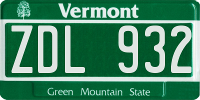 VT license plate ZDL932