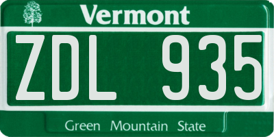 VT license plate ZDL935
