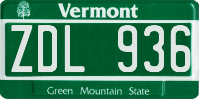 VT license plate ZDL936