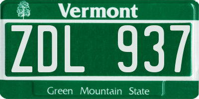 VT license plate ZDL937