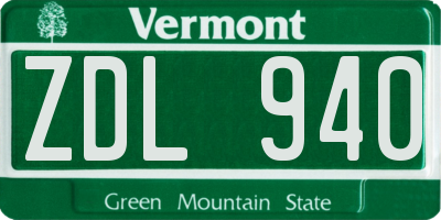 VT license plate ZDL940