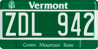 VT license plate ZDL942