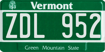 VT license plate ZDL952