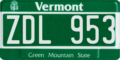 VT license plate ZDL953