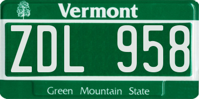 VT license plate ZDL958