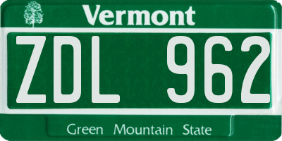 VT license plate ZDL962