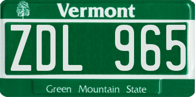 VT license plate ZDL965