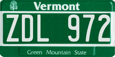 VT license plate ZDL972