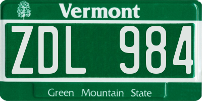 VT license plate ZDL984
