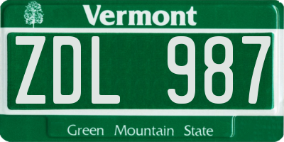 VT license plate ZDL987