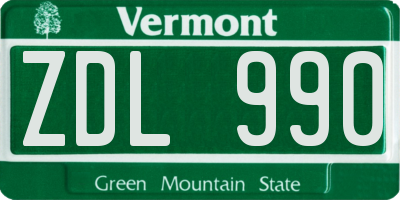 VT license plate ZDL990