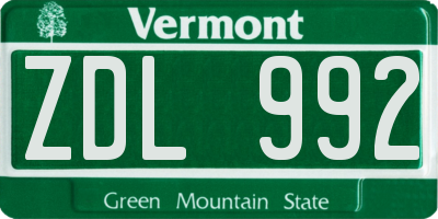 VT license plate ZDL992