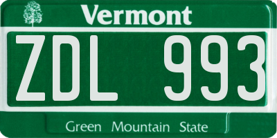 VT license plate ZDL993