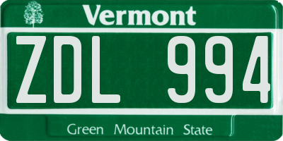 VT license plate ZDL994