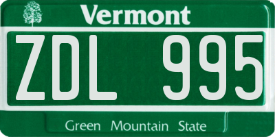 VT license plate ZDL995
