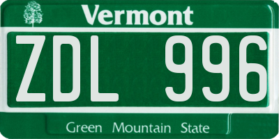 VT license plate ZDL996