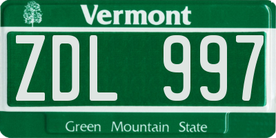 VT license plate ZDL997