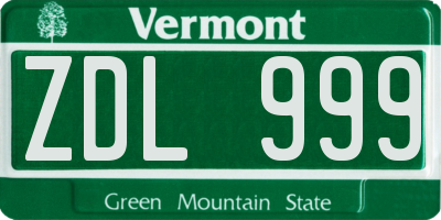 VT license plate ZDL999