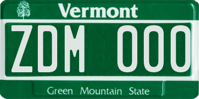 VT license plate ZDM000