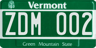VT license plate ZDM002
