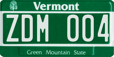 VT license plate ZDM004