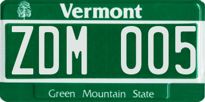 VT license plate ZDM005