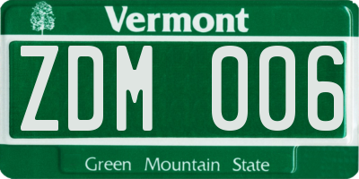 VT license plate ZDM006