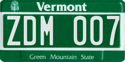 VT license plate ZDM007