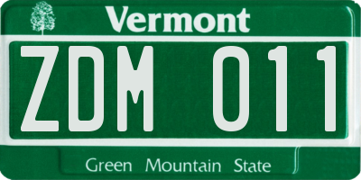 VT license plate ZDM011