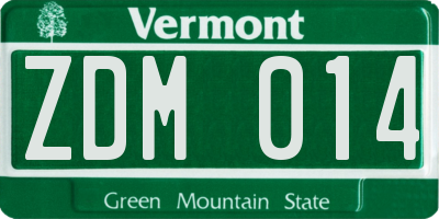 VT license plate ZDM014