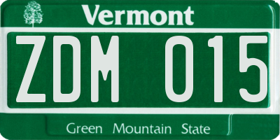 VT license plate ZDM015