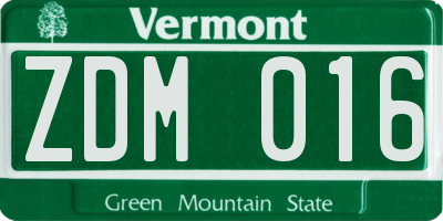VT license plate ZDM016