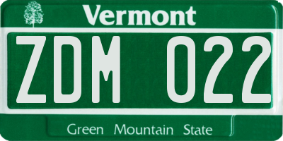 VT license plate ZDM022