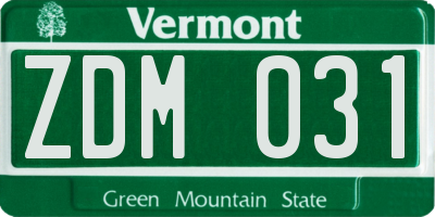 VT license plate ZDM031