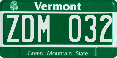VT license plate ZDM032