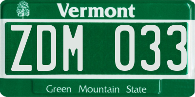 VT license plate ZDM033