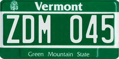 VT license plate ZDM045