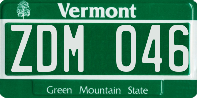 VT license plate ZDM046