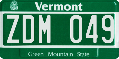 VT license plate ZDM049