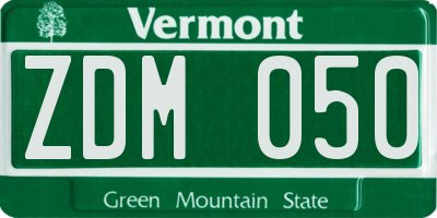 VT license plate ZDM050