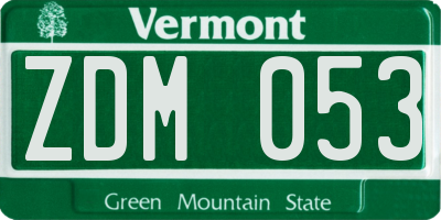 VT license plate ZDM053