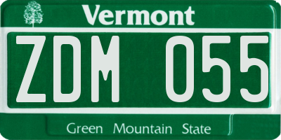 VT license plate ZDM055