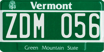 VT license plate ZDM056