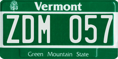 VT license plate ZDM057