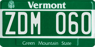 VT license plate ZDM060